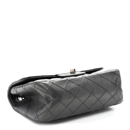 Metallic Sheepskin Quilted 2.55 Reissue Mini Flap Dark Silver