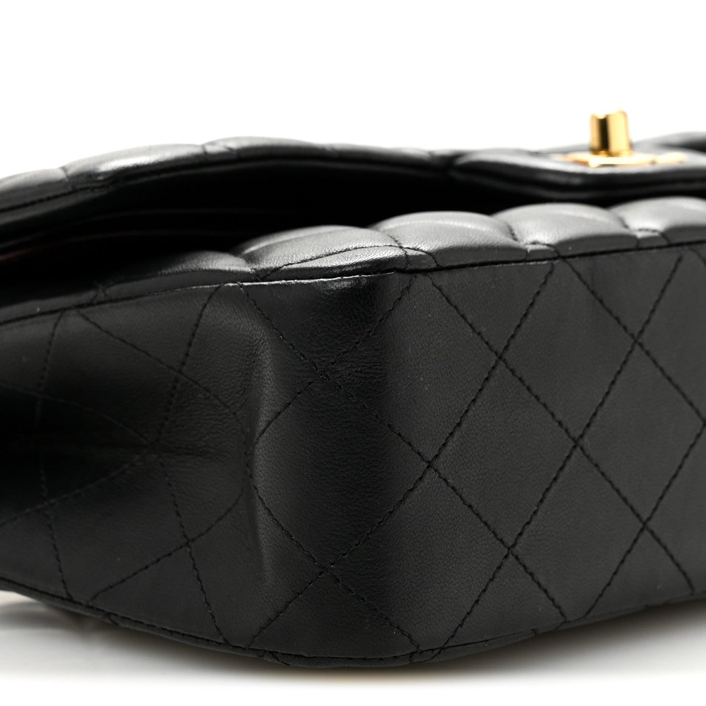 Lambskin Quilted Medium Double Flap Black