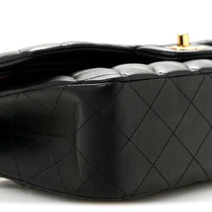 Lambskin Quilted Medium Double Flap Black