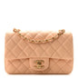 Lambskin Quilted Mini Rectangular Flap Beige