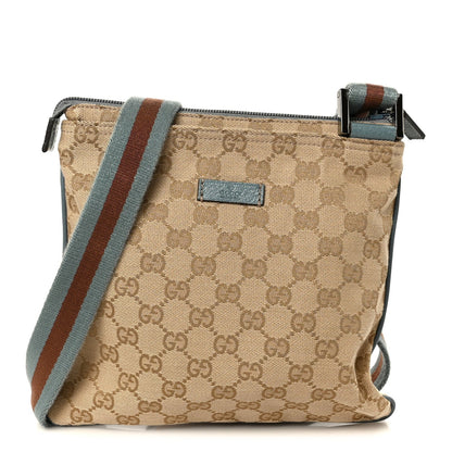 Monogram Web Small Flat Messenger Bag Blue