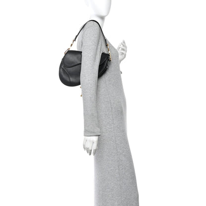 Grained Calfskin Saddle Bag Black