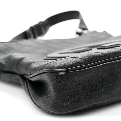 Sakai Be Green Calfskin Diagonal Stitched Small Blondie Tote  Black