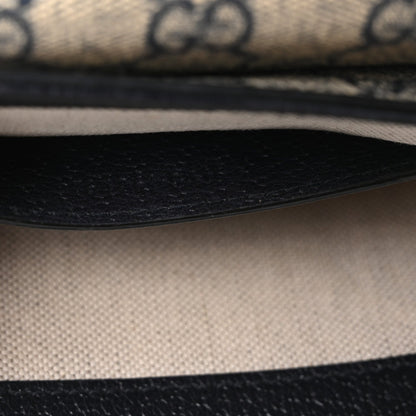 GG Supreme Monogram Textured Dollar Calfskin Web Mini Ophidia Envelope Shoulder Bag Beige Blue