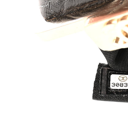 Shiny Aged Lambskin Quilted Kiss Lock Clutch With Chain Black