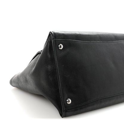 Glace Calf Twin Pocket Tote Black