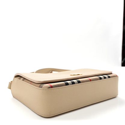 Grainy Calfskin Vintage Check Hampshire Crossbody Beige