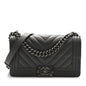 Lambskin Chevron Quilted Medium Boy Flap Grey