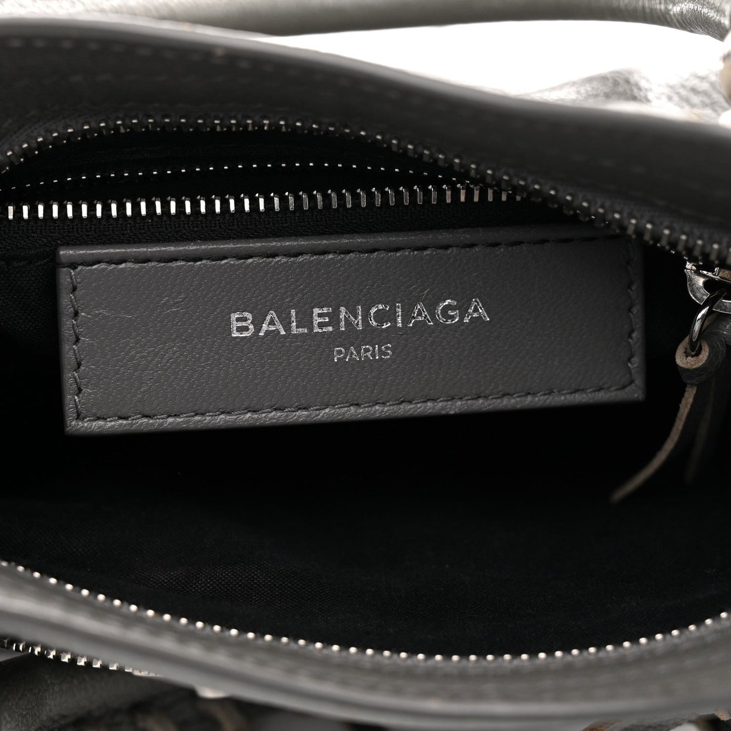 Chevre Silver Metallic Edge Hardware Mini City Bleu Acier