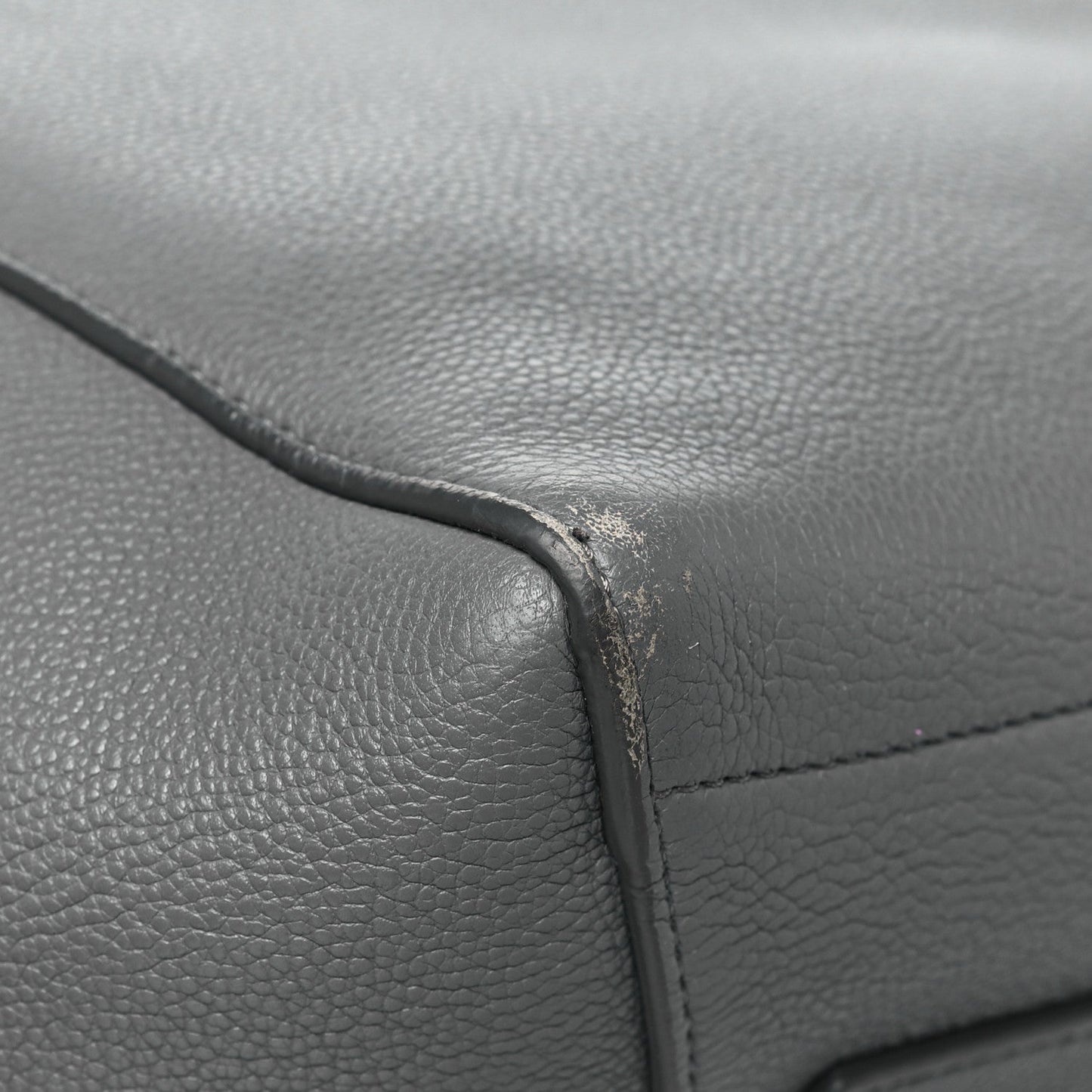 Soft Grained Calfskin Sangle Bucket Bag Grey