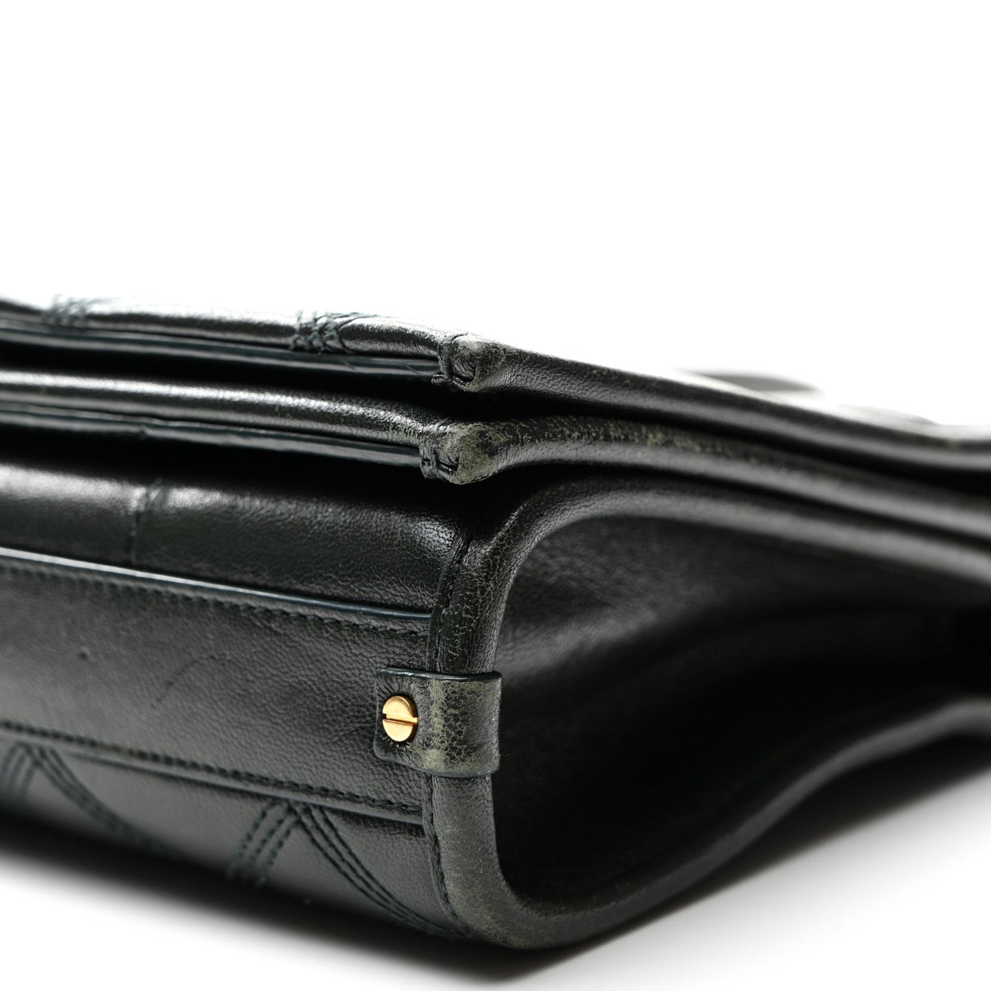 Lambskin Quilted Mini Becky Chain Bag Vert Fonce