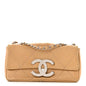 Lambskin Diamond Stitched CC CC East West Flap Beige