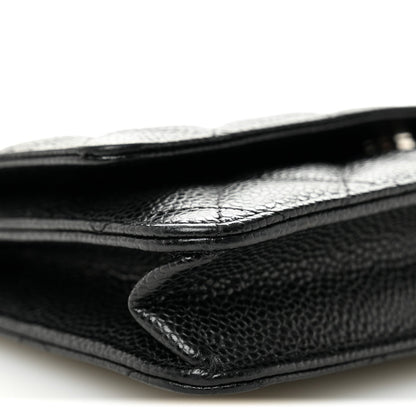 Caviar Quilted Wallet on Chain WOC Black