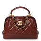 Shiny Lambskin Quilted Mini Cocodoc Top Handle Bag Brown