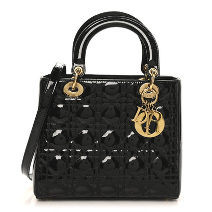 Patent Cannage Medium Lady Dior Black
