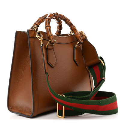Textured Dollar Calfskin Web Small Diana Tote Bag Cuir Black