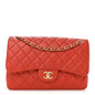 Pearly Caviar Quilted Jumbo Double Flap Orange