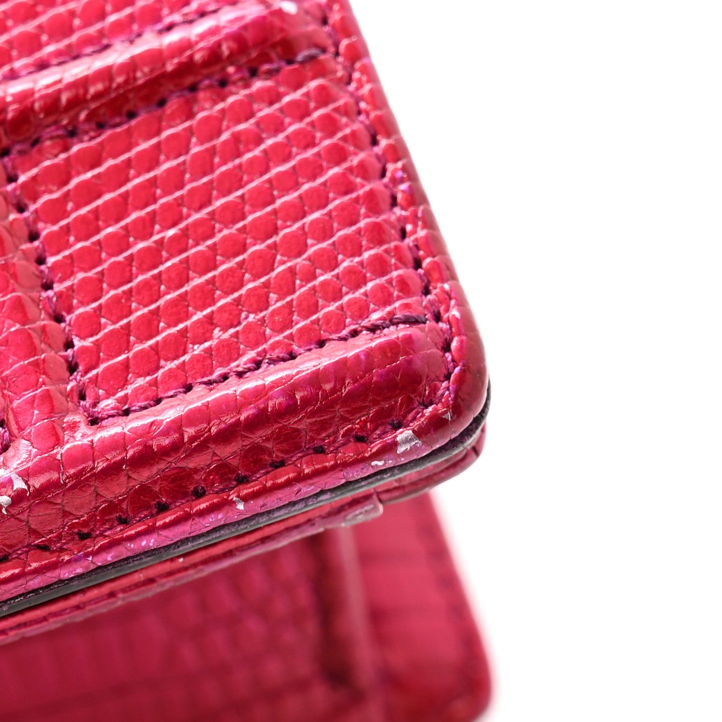 Metallic Lizard Small Diorama Flap Bag Fuchsia