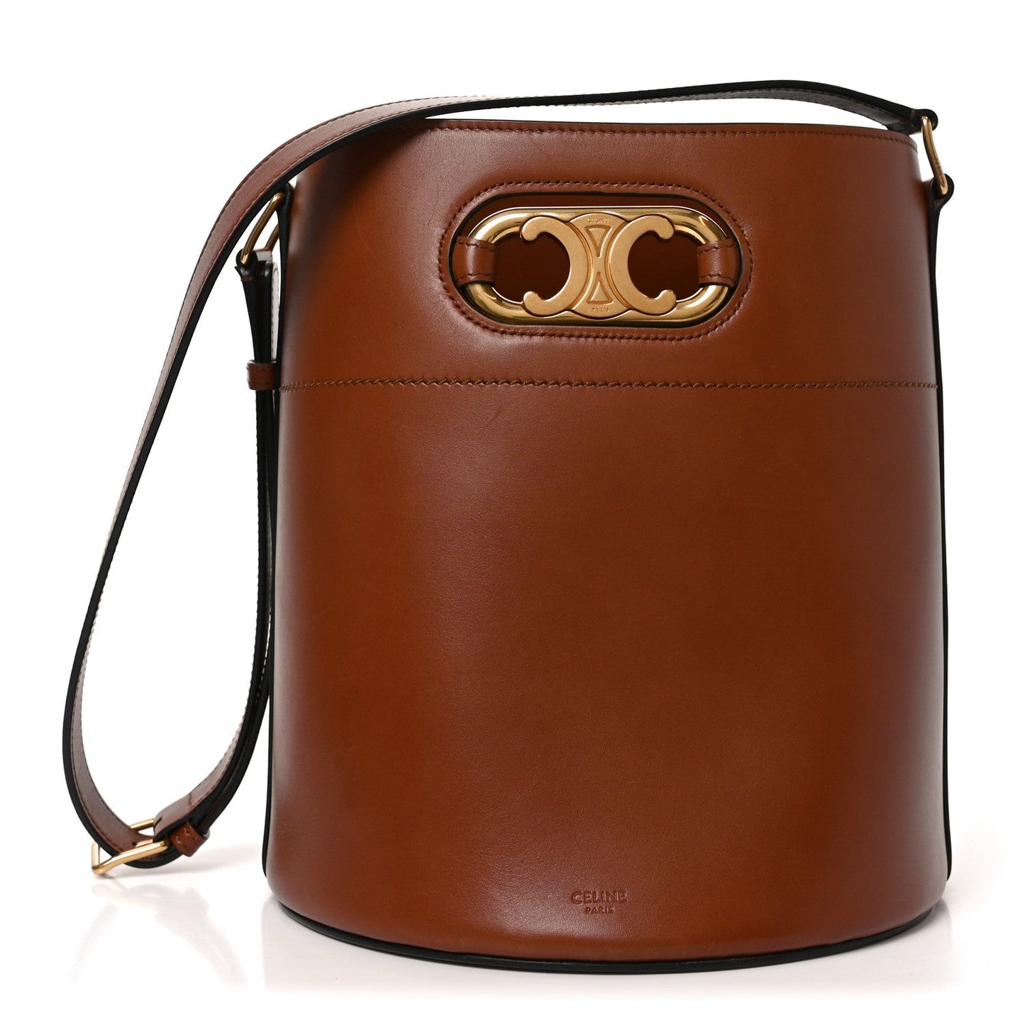 Satinated Calfskin Maillon Triomphe Bucket Bag Tan