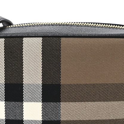 Giant Check Calfskin Small Camera Bag Black