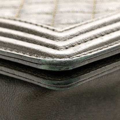 Calfskin Quilted Large Boy Flap Green