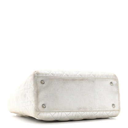 Metallic Nubuck Cannage Medium Lady Dior Silver