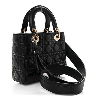 Lambskin Cannage Small Lucky Badges My Lady Dior Black