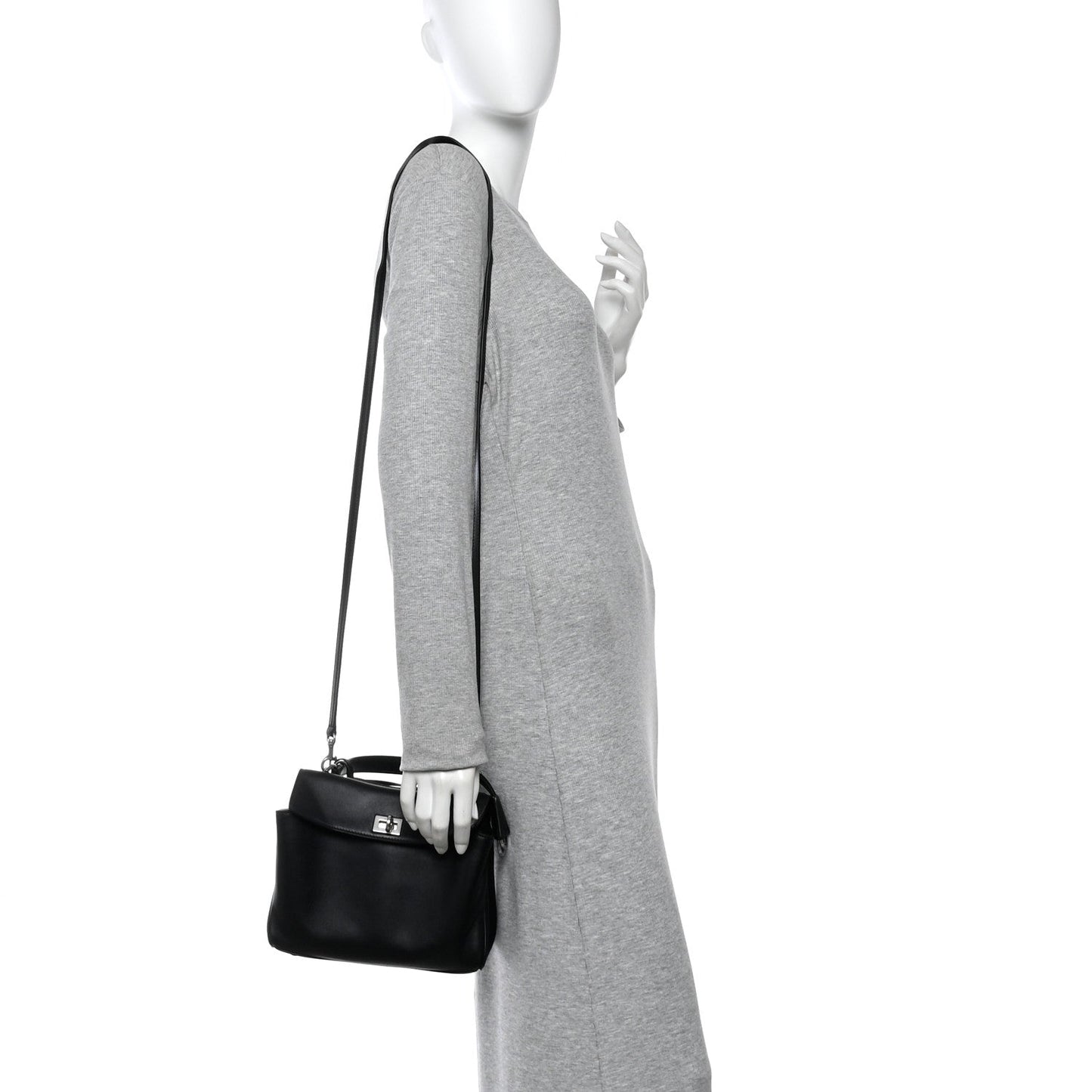 Natural Smooth Calfskin Mini Rodeo Top Handle Handbag Black