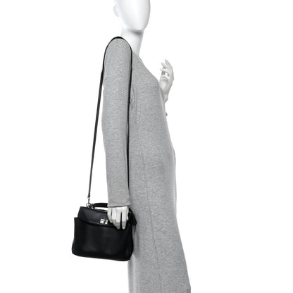 Natural Smooth Calfskin Mini Rodeo Top Handle Handbag Black