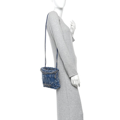 Denim Patchwork Quilted Mini Chanel 22 Blue