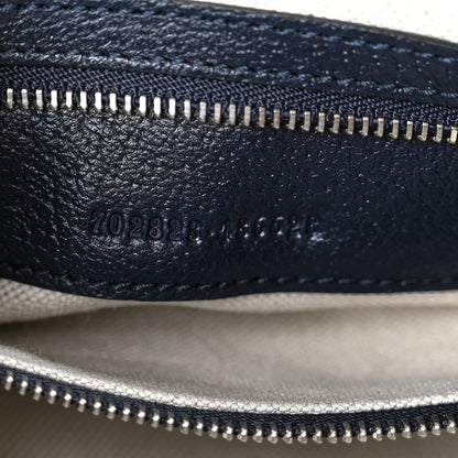 GG Supreme Monogram Textured Calfskin Web Large Attache Shoulder Bag Beige Blue