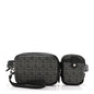 Gancini Monogram Calfskin Multi-Pouch Travel Belt Bag Black Grey