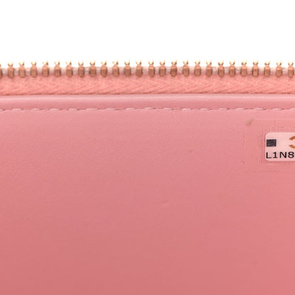 Lambskin Quilted Pearl Enamel Small Vanity Case With Chain Light Pink