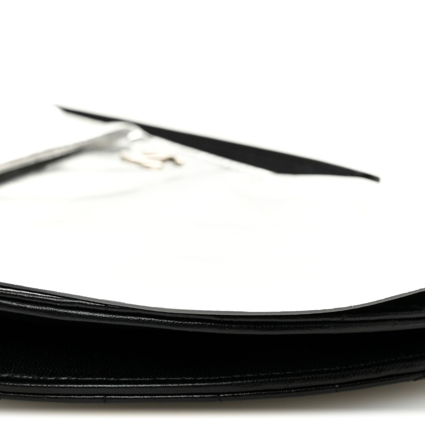 Metallic Lambskin Wave Clutch Black Silver