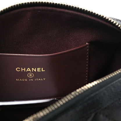 Caviar Quilted Barrel Clutch With Chain Black