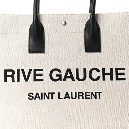 Linen Calfskin Small Rive Gauche Tote Greggio Natural