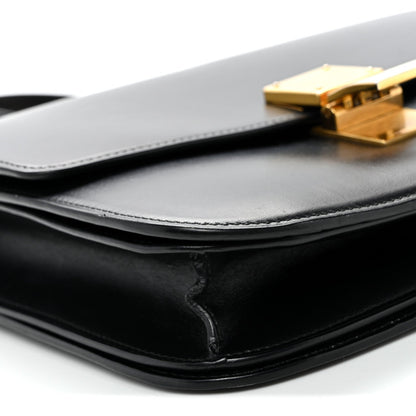 Box Calfskin Medium Classic Box Flap Bag Black