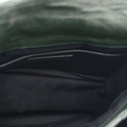 Crinkled Calfskin Matelasse Monogram Baby Niki Chain Satchel Dark Green