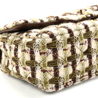 Tweed Quilted Mini Rectangular Flap Green Brown