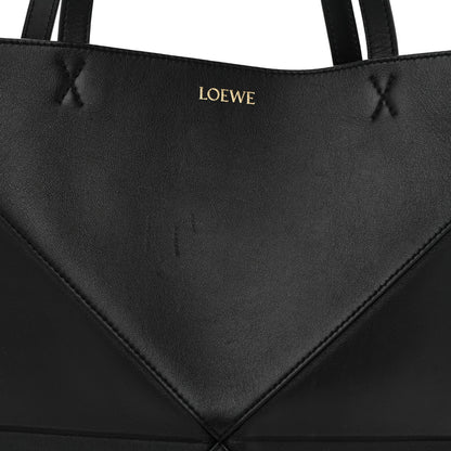 Shiny Calfskin Medium Puzzle Fold Tote Black