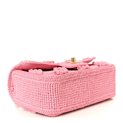 Raffia Small Dolce Raffia Flap Bag Pink