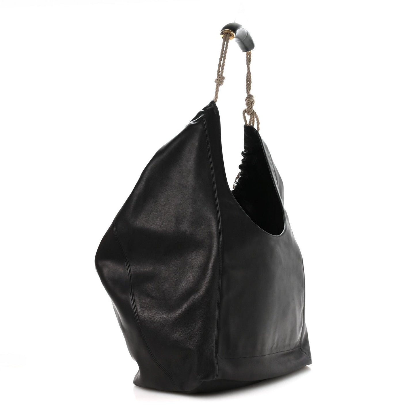 Calfskin XL Squeeze Cord Bag Black