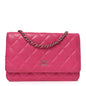 Lambskin Quilted Wallet On Chain WOC Dark Pink