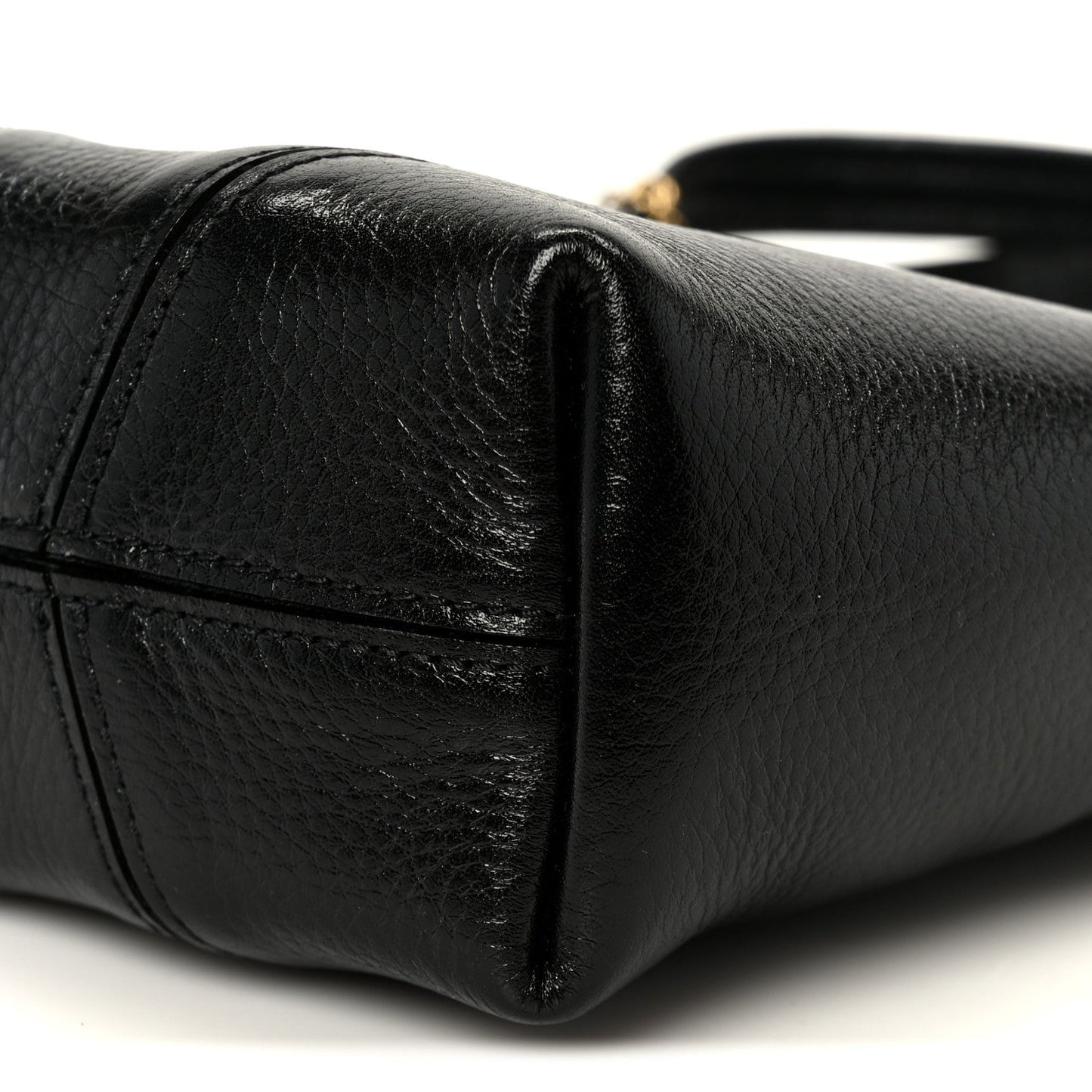 Grained Calfskin Small Spin Tote Black