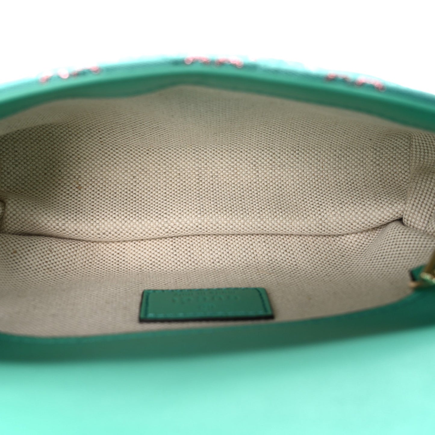 Canvas Lame GG Monogram Super Mini GG Marmont Shoulder Bag Turquoise Multicolor