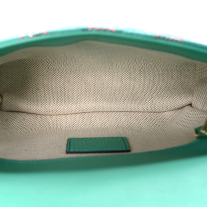 Canvas Lame GG Monogram Super Mini GG Marmont Shoulder Bag Turquoise Multicolor