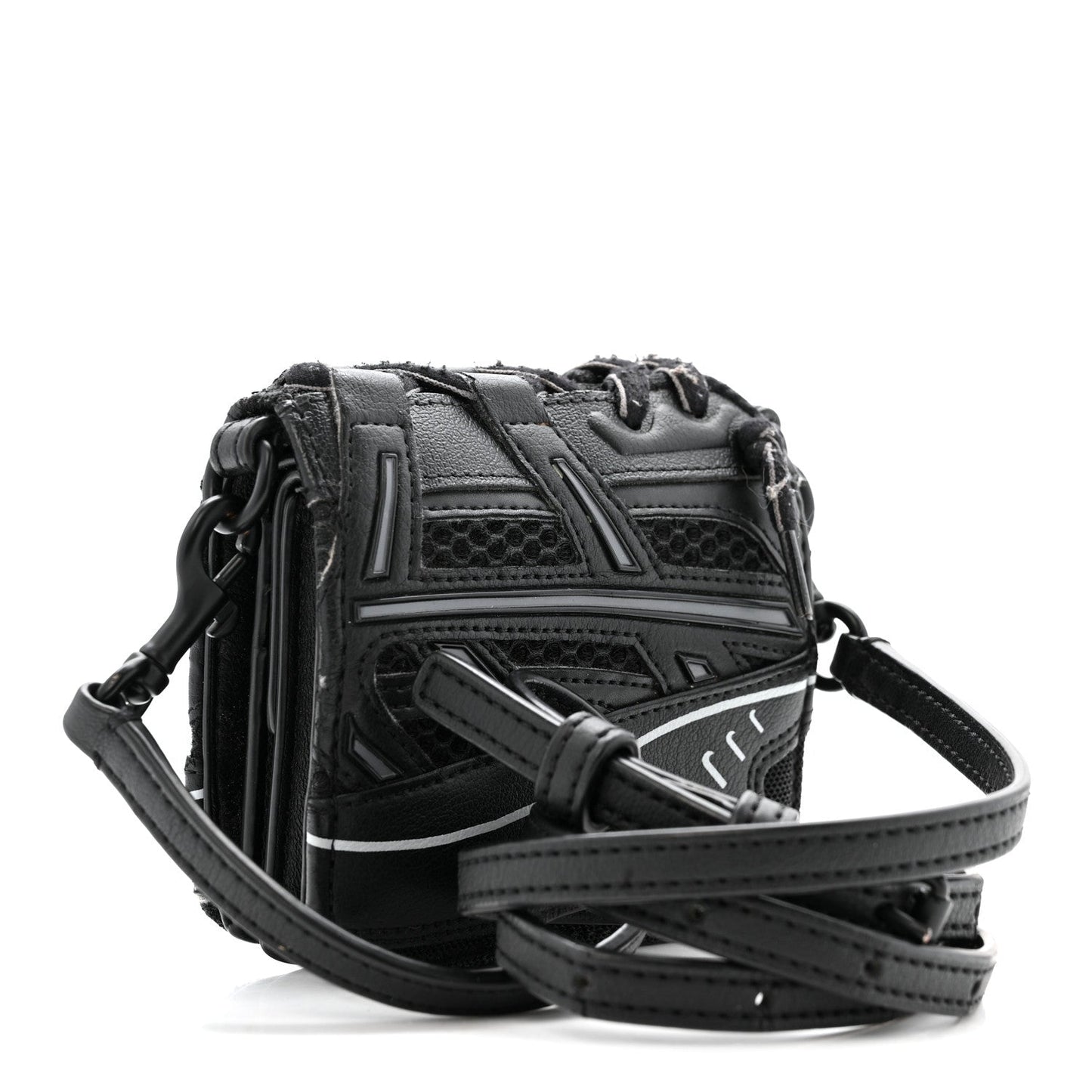 Faux Calfskin Fabric Sneakerhead Crossbody Wallet Black
