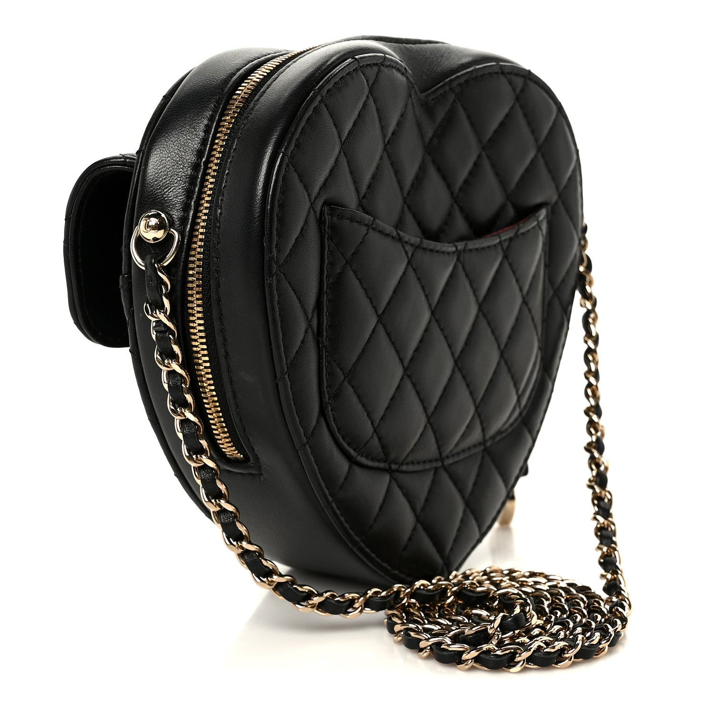 Lambskin Quilted CC In Love Heart Bag Black