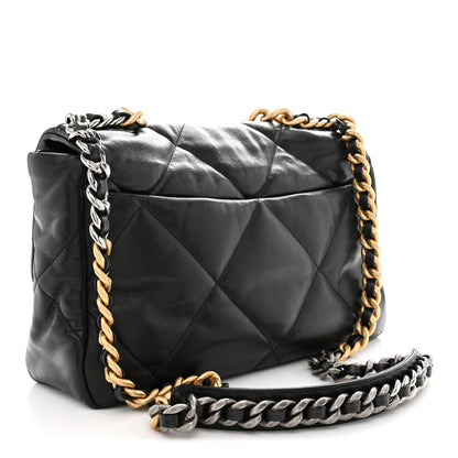 Goatskin Quilted Large Chanel 19 Flap Black