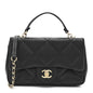 Lambskin Quilted Small Easy Carry Flap Black